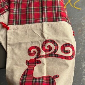 Plaid Reindeer Christmas Stocking